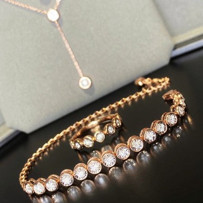 Bubble Diamond Bracelet Ring Necklace, 18K Gold Sparkle Cut Jewelry
