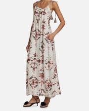 Vestido midi geométrico de caléndula ceibo blanco para mujer Maria Cher talla L