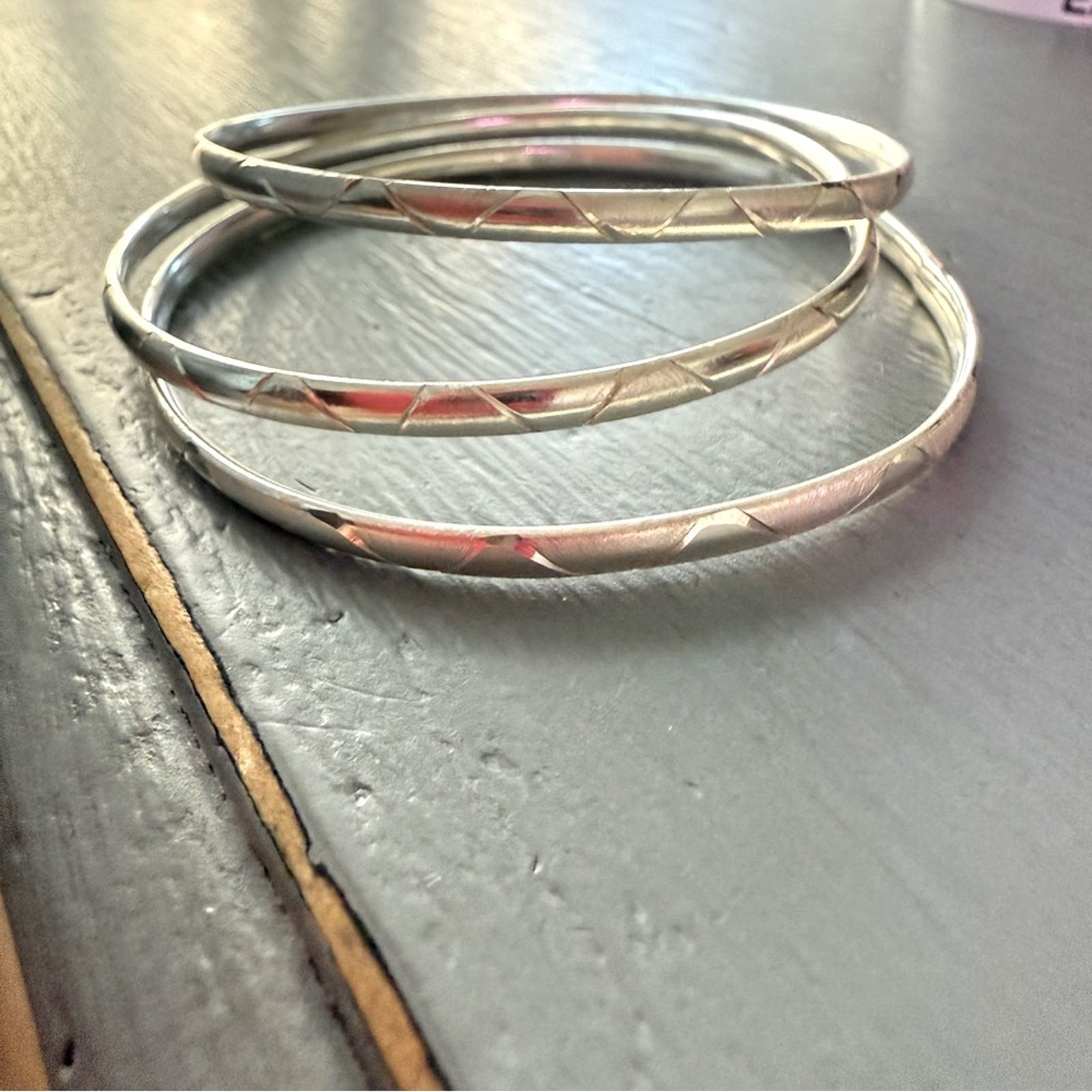 Sterling Silver 3 Bangle Bracelets Set - image 6