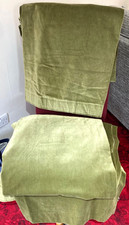 Green Cotton Velvet Curtains - One Pair (2) Made in UK Vintage New , But Stored 