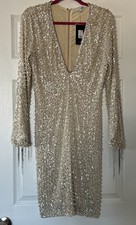 FASHION NOVA Tall For Tonight Special Pearl  mini dress size L GREAT FOR HOILDAY