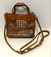 Borsa a tracolla CAMPOMAGGI in pelle con borchie marrone usata Made in Italy