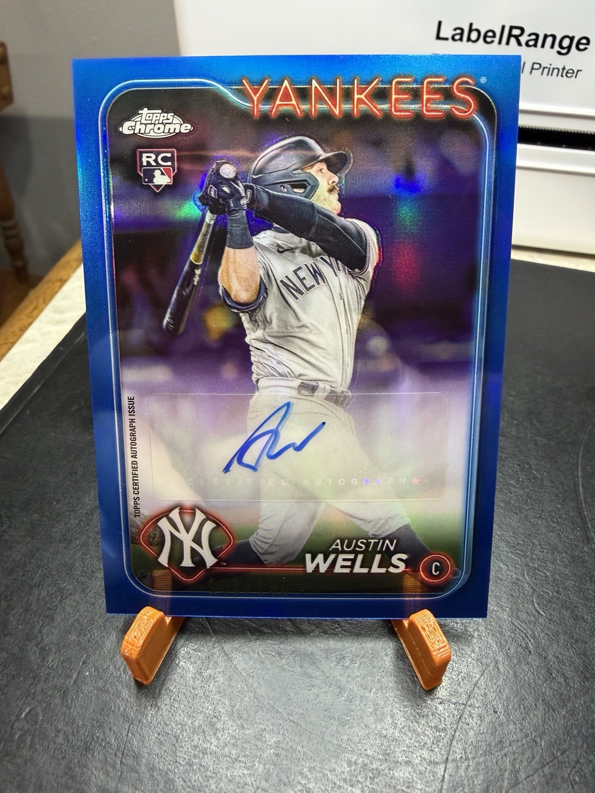 2024 Topps Chrome Update BLUE Refractor Austin Wells Rookie Auto /150 #AC-AWE