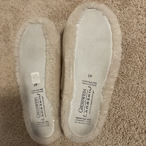 Giesswein Beige Plush Lambswool Slippers House Shoes Size 41 (US10) NWT - Picture 4 of 8