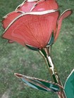 Real 24K Gold Dipped Coral Rose Preserved Lacquer Flower Anniversary Gift -Stand — photo 4