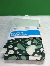 Room Essentials Body Pillow Covers 2-Pack 20x50 Green Floral New