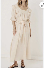 Spell & The Gypsy Mae Linen Maxi Dress Gown Size M Peach Meringue Boho NWT g2