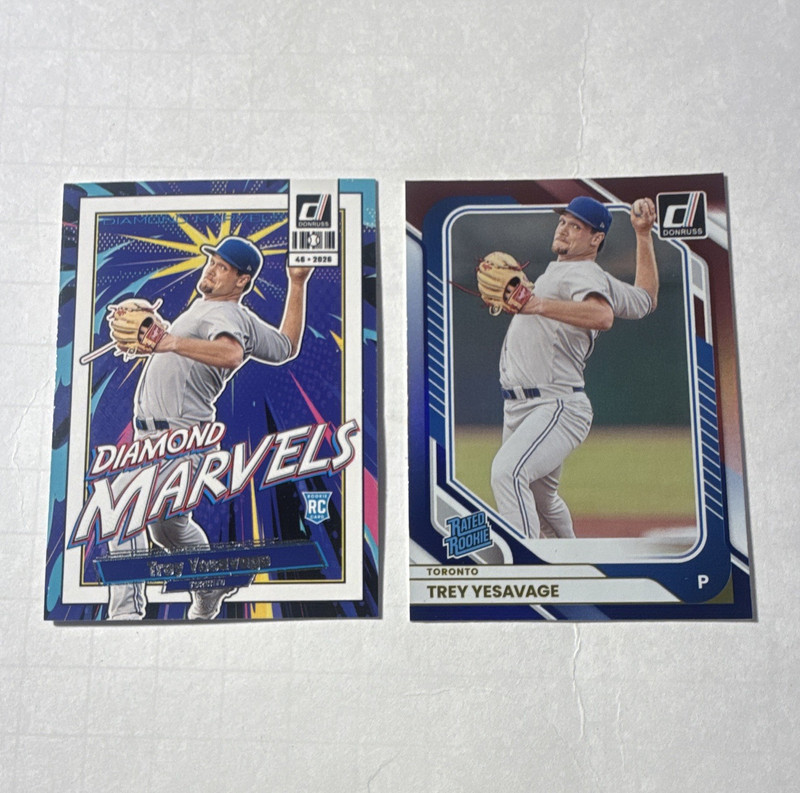 Panini Donruss Trey Yesavage Rookie Diamond Marvels #15 + Rated Rookie #37