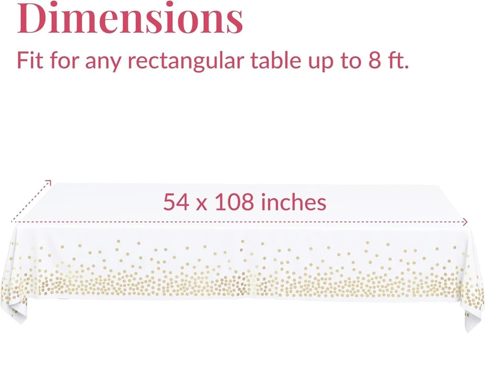 White and Gold Tablecloths, 4pk, 54x108 Inches - Party Table Cloths Disposable - - Image 2 of 4