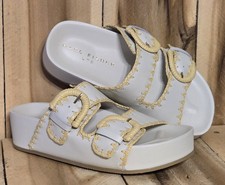 MARC FISHER LTD Womens 6 M Natural Beige Street Chic Platform Leather Slides NEW