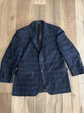 Burberry London Navy Blue Plaid Blazer Sport Coat 42R 100 Wool USA Bond Street