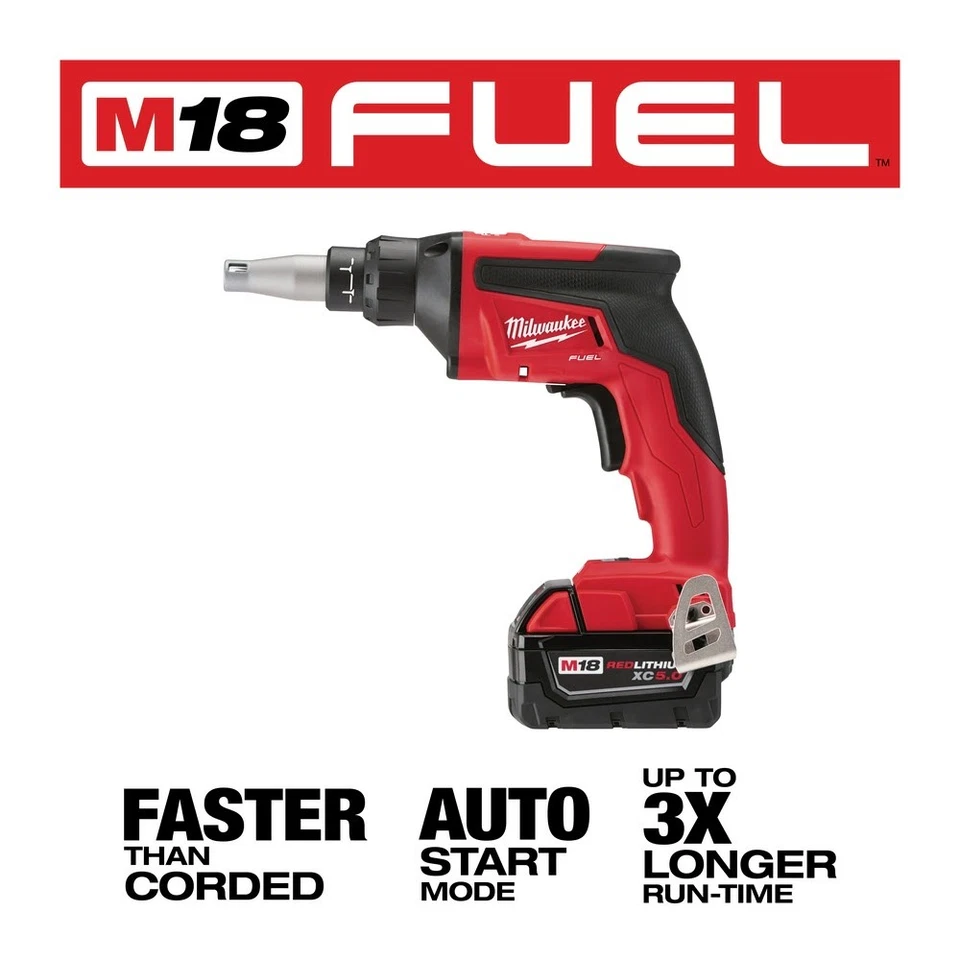 Milwaukee 2866-22 M18 FUEL Drywall Screw Gun Kit with High Capacity Batteries - Image 3 of 4