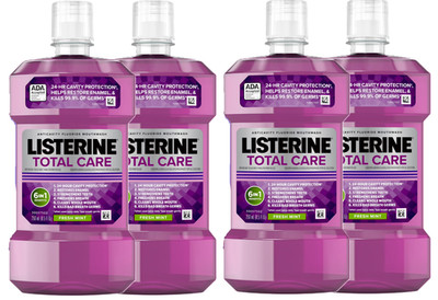(4 Pack) Listerine Total Care Anticavity Fluoride Mouthwash, Fresh Mint, 250 mL