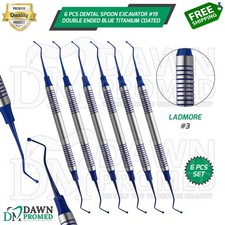 6 Pcs Spoon Excavator 19 Double Ended Blue Titanium Coated Dental Instruments