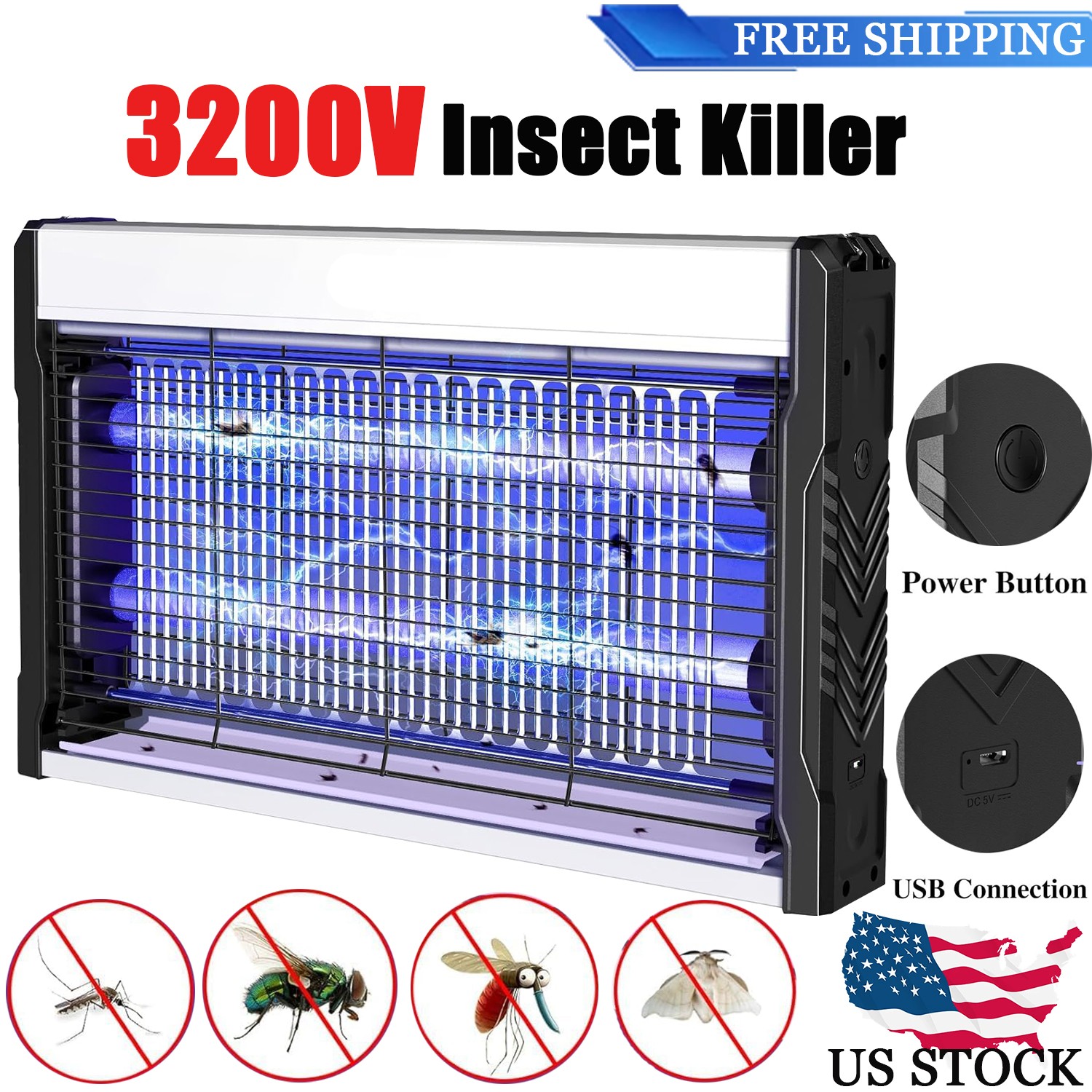 Bug Zapper 3200V Electronic Mosquito Zapper for Outdoor and 