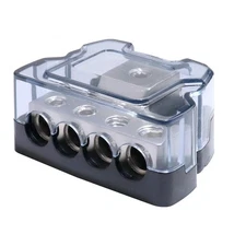4 Way Power Distribution Block, 0/2/4 AWG Gauge in, 4/8/10 Gauge Out, Car Aud...