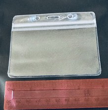 NEW Horizontal Badge ID Holders Clear Plastic. 37 Pack.
