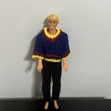 Vintage 80s Blonde Ken Barbie Doll By Mattel - Hong Kong Handmade Clothes