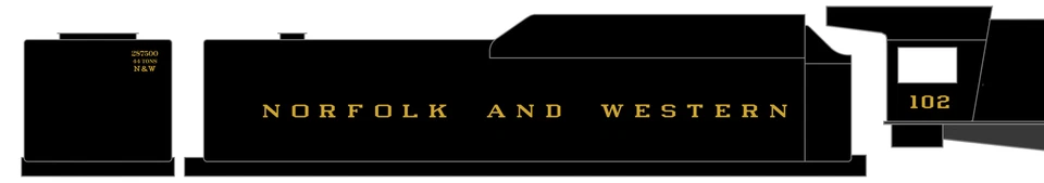 K4 O Scale Decals Norfolk and Western Steam Locomotive Bronze Gold - Image 3 of 3