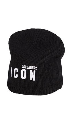 DSQUARED2 Logo Black Wool Beanie Hat Made in Italy Designer Winter Cap DSQ2  