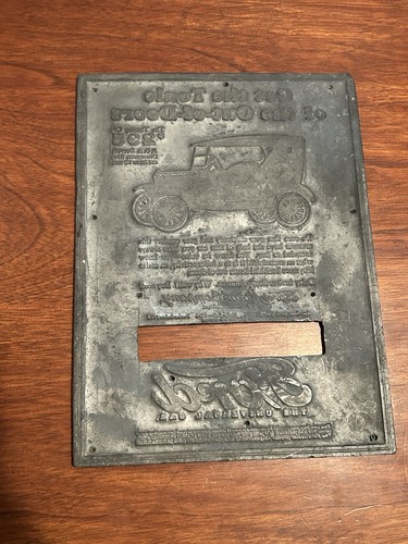 Vtg 1920s Ford Model T Original Printing Plate 'Tonic of the Out-of-Doors' Rare