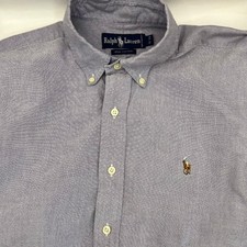 VTG Polo Ralph Lauren Button Down Oxford Shirt Mens 16-33 Purple Flesh Pony