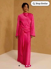 Pink George Eid Collection Satin Long Sleeve Knot Detail Maxi Dress Size 22