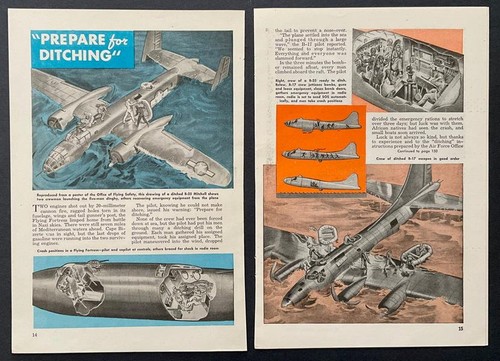 B-17 Flying Fortress Bomber “Prepare for Ditching” 1944 pictorial Crashed at Sea