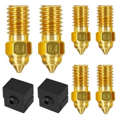Comgrow 6pcs Ender 3 V3 SE Nozzle Kit, 3D Printer Brass 0.4mm 0.6mm 0.8mm 