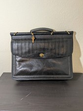 Vintage Black Leather Executive Professional Briefcase by Jack Georges Shoulder
