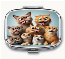 funny Cat pill box medicine Trinket NEW Free Ship Stocking Stuffer