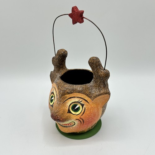 Vtg Bethany Lowe Dept 56 Rudolph Reindeer Bucket Pail Christmas Deer - Picture 7 of 11