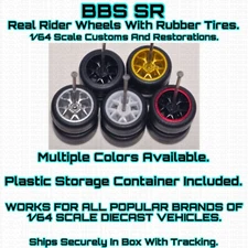 BBS SR 10 Spoke Real Rider Wheels Rubber Tire For 1/64 Scale Custom Hot