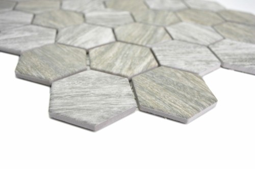 Keramikmosaik Holz beige grau Hexagon Fliesenspiegel 11H-0200_b | 1 Matte - Picture 5 of 6