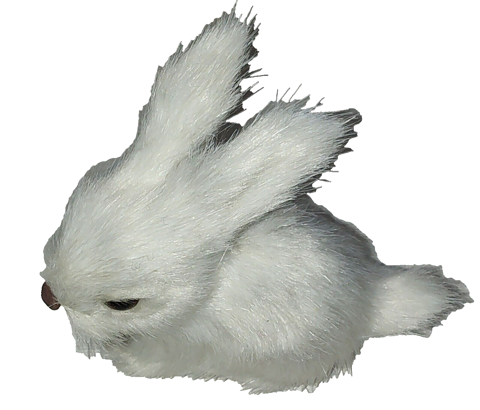 Furry White Bunny Figurine 3.5