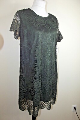 charlotte russe green lace dress Womens Bohemian Crochet - Size LARGE -Olive NWT Vacation Vibes