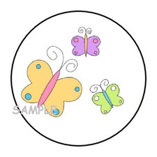 30 BUTTERFLIES ENVELOPE SEALS LABELS STICKERS 1.5" ROUND BIRTHDAY PARTY FAVORS