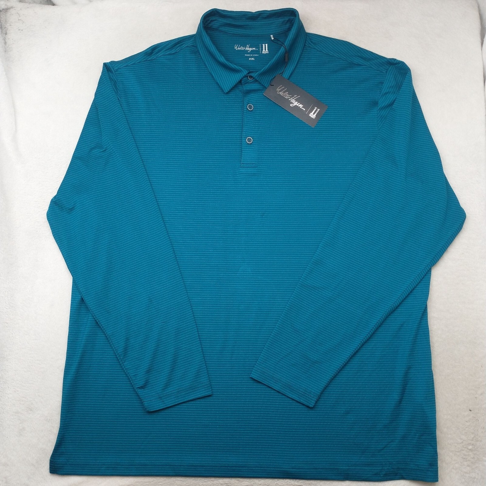New Walter Hagen Mens 2XL Green Performance Stripe Long Sleeve Golf Polo Shirt eBay