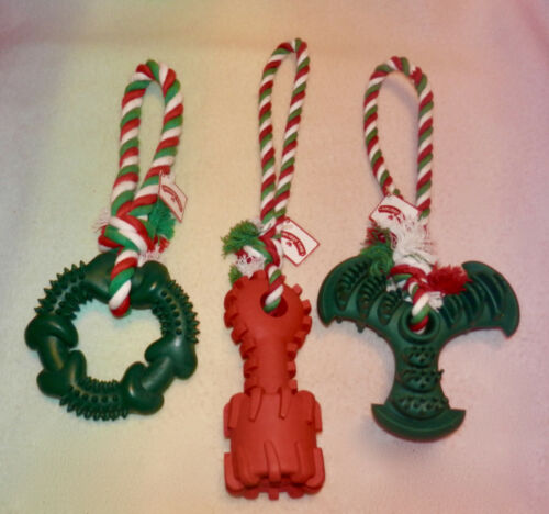 HOLIDAY TIME * PULL ROPE/RUBBER TOY * 12 IN * MED/LG * NEW * 3 COLORS YOU PICK * - Picture 1 of 4