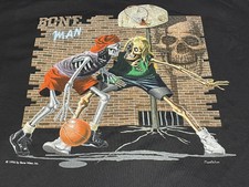 Vintage Bone Man Graphic T-Shirt By Bone Wear, Inc. Made In USA, Basketball