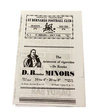 ST BERNARDS V KING'S PARK - SCOTTISH 2ND DIVISION - 21/10/1933 - REPLICA COPY