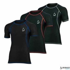Mens Compression Shirt Half Sleeves Under Base Layer Skin Fit Armour Shirt Black