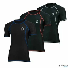 Mens Compression Shirt Half Sleeves Under Base Layer Skin Fit Armour Shirt Black