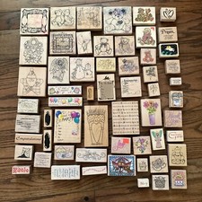 Wooden Rubber Stamp Lot of 58 PSX Teddy Bear Holiday Christmas Birthday Flowers