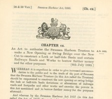 Antique Act of Parliament Swing Bridge Swansea Harbour 1895 politics document