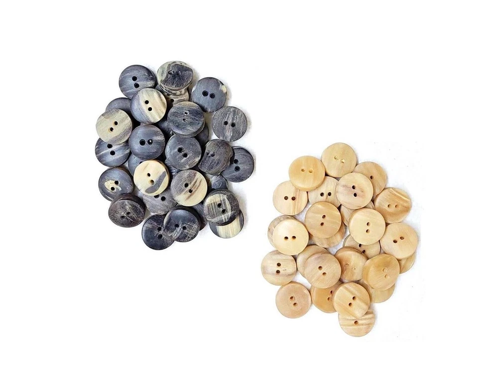 Real Natural Horn Button 15mm 22mm 2 Hole Light Dark Thick Bark Cut Sewing Craft - Image 3 of 4