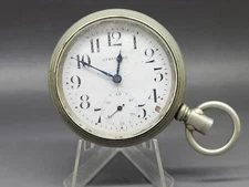 1929 Stratford Pocket Watch 7j 11s Langendorf W Co. Illinois Elgin Nickel Case