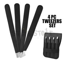4 pcs All Purpose Precision Tweezer Set Stainless Steel Anti Static Tool Kit