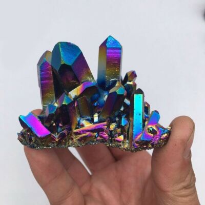 50g Natural Rainbow Crystal Aura Titanium Cluster VUG Specimen Gemstone Healing