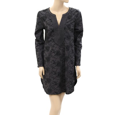 Odd Molly Anthropologie Embroidered Mini Dress Cotton Long Sleeve S-1 NEW 260271